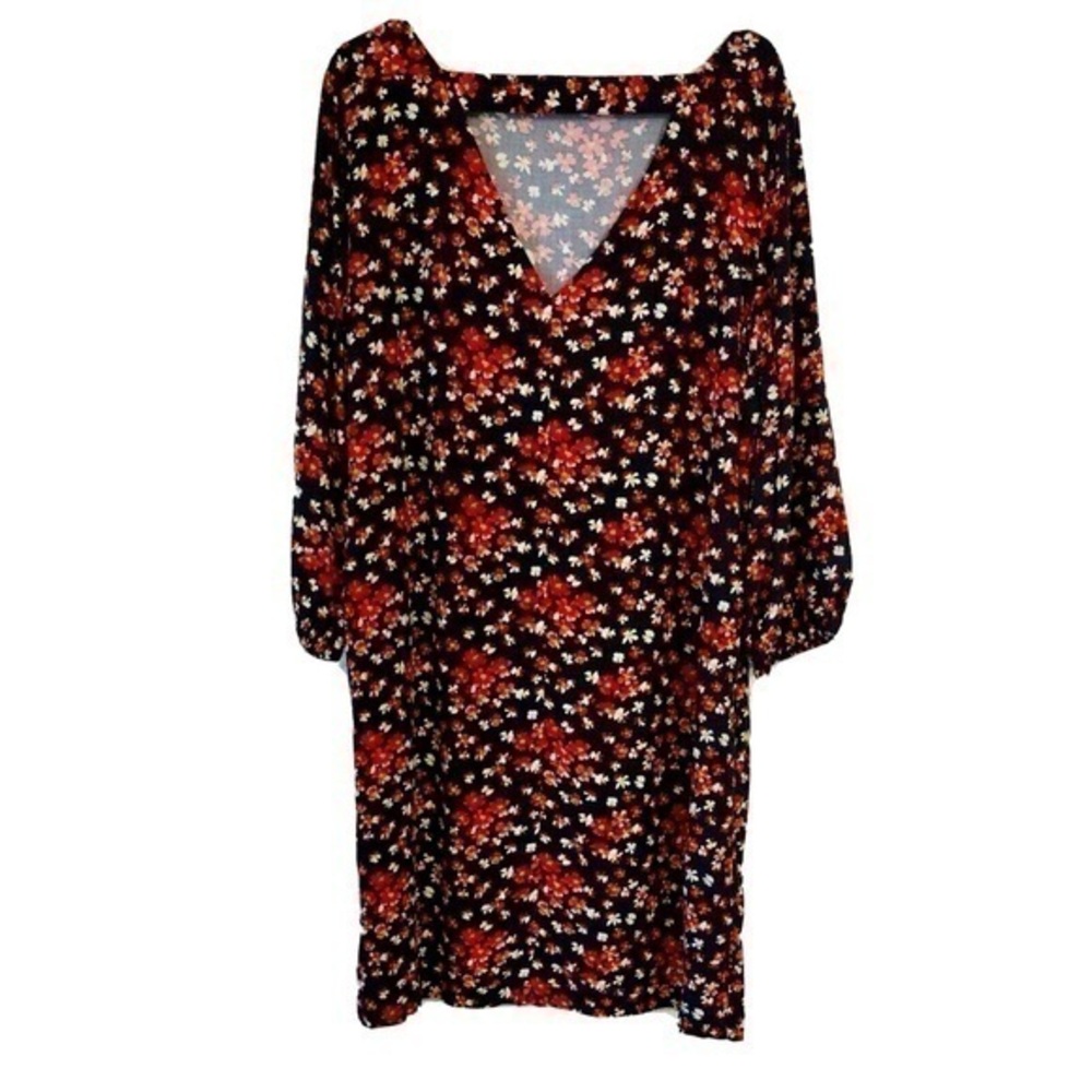 Gap Flowered V-Back Women's size Small Dress With Pockets Red black floral